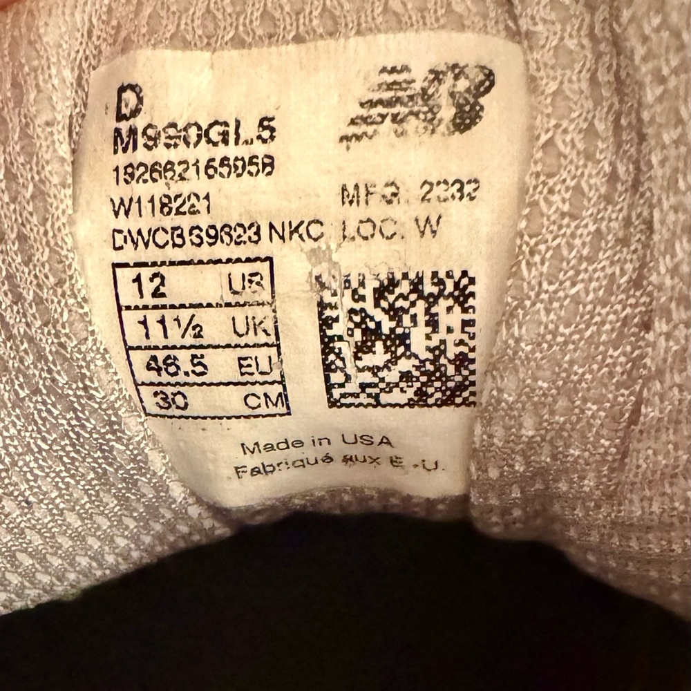 New Balance Men’s 990 GL5 Gray and White Athletic Shoes Size 12 Like New - Picture 9 of 10